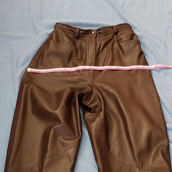 LEATHER Vakko genuine leather pants, coffee/chocolate color. Sz 10 - Picture 9 of 12